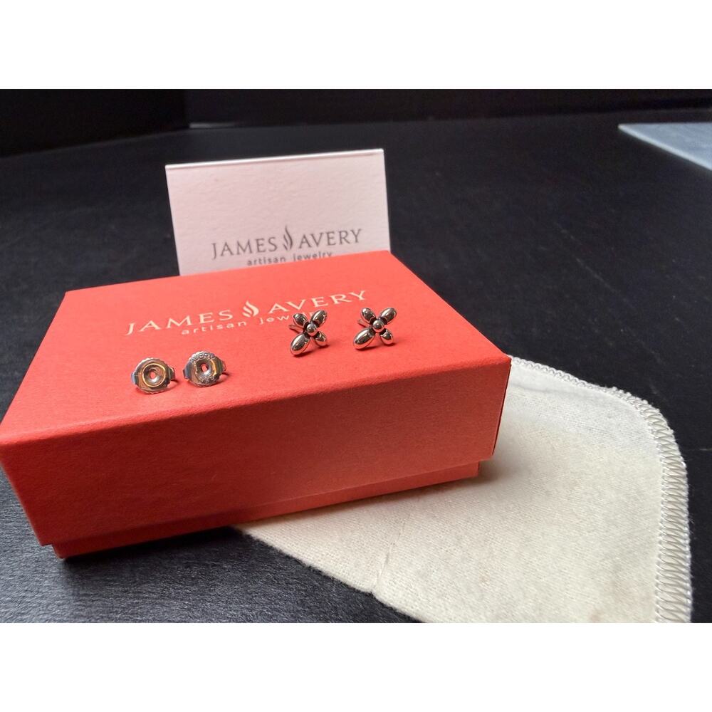 James Avery Retired Beaded Cross Stud Earrings Sterling Silver 925 - Picture 3 of 7
